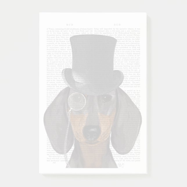 Bloco De Notas Dachshund, Chapéu Formal e Chapéu (Frente)