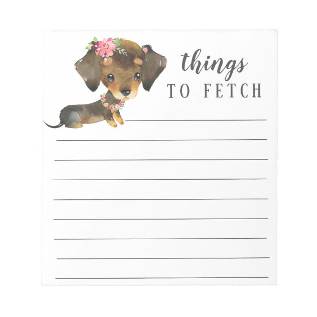 Bloco De Notas Dachshund Coisas para Buscar (Frente)