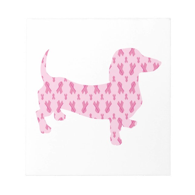 Bloco De Notas Dachshund Conscientização sobre Câncer de Mama (Frente)