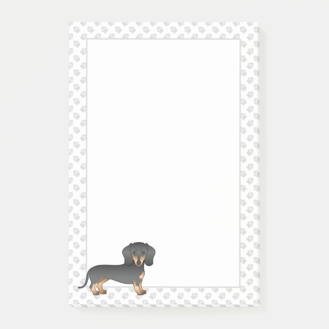 Bloco De Notas Dachshund de pelo curto preto e marrom, cachorro f (Frente)