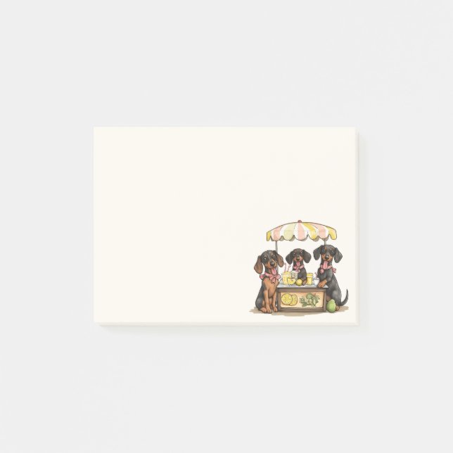 Bloco De Notas Dachshund Dogs Lemonade Stand (Frente)