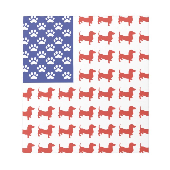 Bloco De Notas Dachshund Doxie Patriótico (Frente)