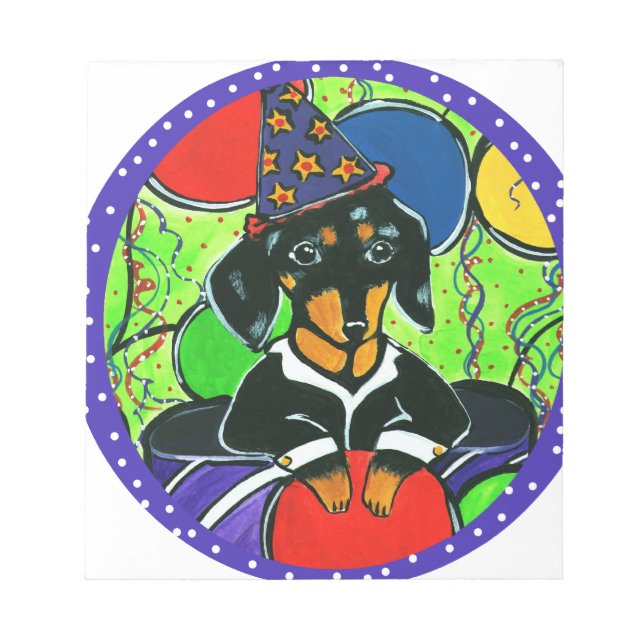 Bloco De Notas Dachshund Fofo de Aniversário (Frente)