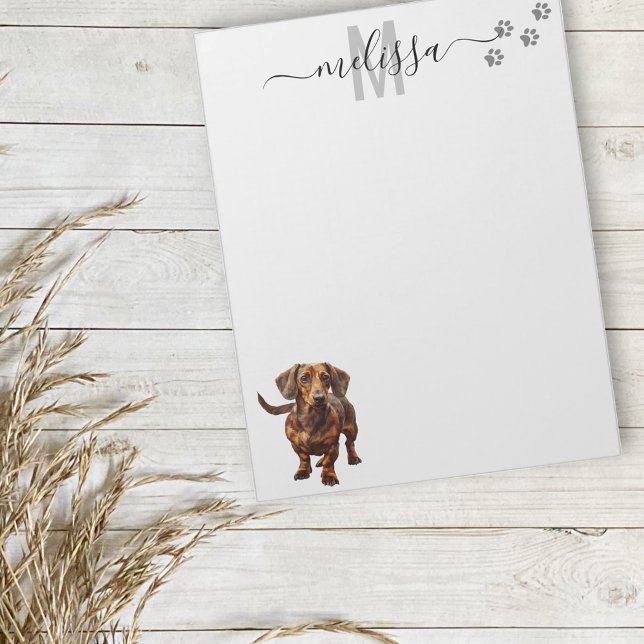 Bloco De Notas Dachshund Monograma Personalizado (Criador carregado)