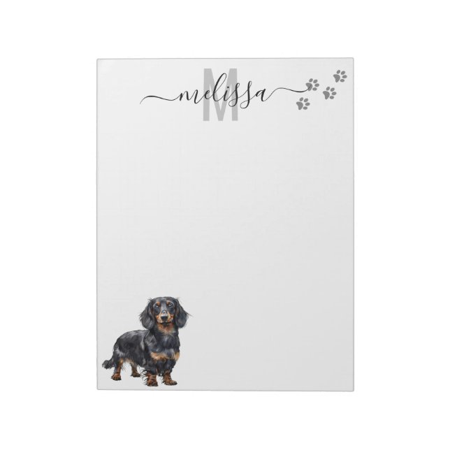 Bloco De Notas Dachshund Monograma Personalizado (Invertido)