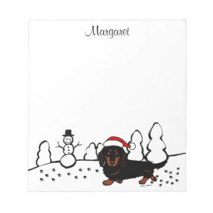 Bloco De Notas Dachshund Pelo Longo Preto e Castanho