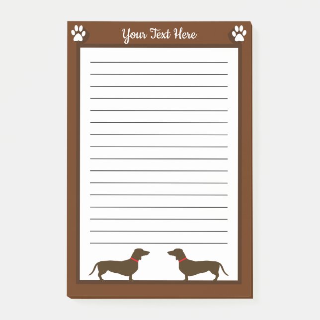 Bloco De Notas Dachshund Personalizado - Doxie Puppy Dog (Frente)