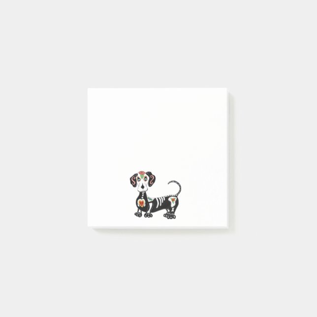 Bloco De Notas Dachshund Sugar Skull (Frente)