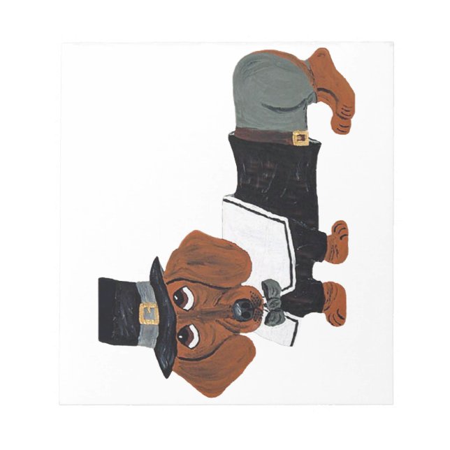 Bloco De Notas Dachshund Thanksgviving Pilgrim (Frente)