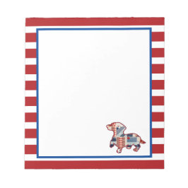 Bloco de Notas Dachshund Vermelho, Branco e Azul