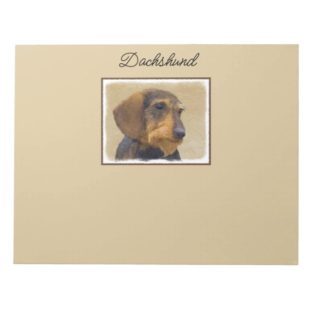 Bloco De Notas Dachshund (Wirehaired) Pintura Original para Cacho (Frente)