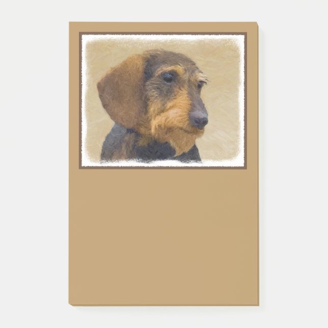 Bloco De Notas Dachshund (Wirehaired) Pintura Original para Cacho (Frente)