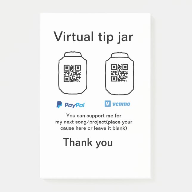 Bloco De Notas Dádiva virtual jar q r código doação de moeda PayP (Frente)
