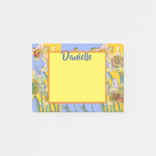 Bloco De Notas Daffodil Watercolor Art Womans Name Posta Notas