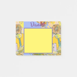 Bloco De Notas Daffodil Watercolor Art Womans Name Posta Notas