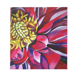 Bloco De Notas Dahlia flor original abstrato aquarela arte