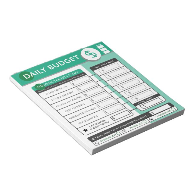 Bloco De Notas Daily Budget Targets & Tracking  (Inclinado)