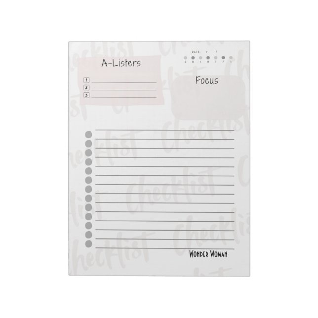 Bloco De Notas Daily Checklist – Customizable Tear-Off Notepad (Invertido)