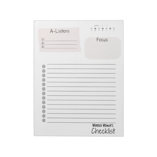 Bloco De Notas Daily Checklist – Customizable Tear-Off Notepad (Invertido)