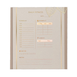 Bloco De Notas  Daily Fitness Planner gold classic watercolor 