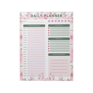 Bloco De Notas daily floral planner Notepad