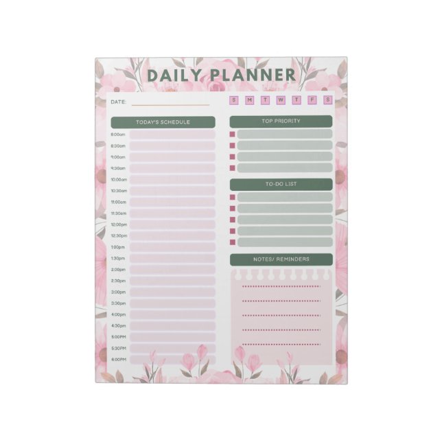 Bloco De Notas daily floral planner Notepad (Invertido)