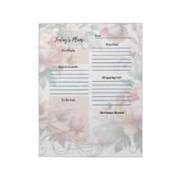 Bloco De Notas Daily Planner Dusty Peony Floral Design