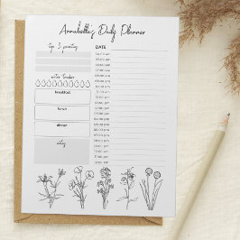 Bloco De Notas Daily Planner Hourly To Do List Black White Floral