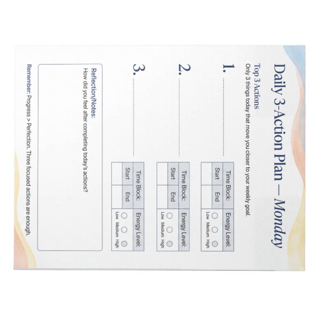 Bloco De Notas Daily Planner – Smart to do list | Monday (Frente)