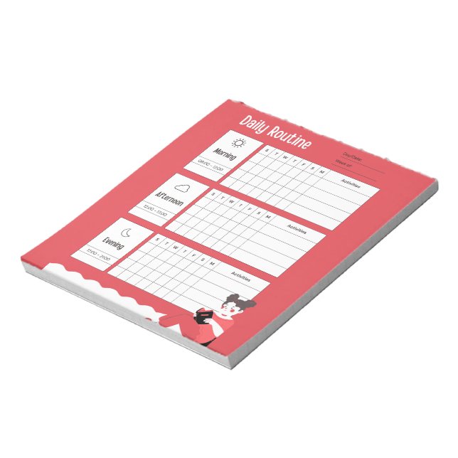 Bloco De Notas Daily Routine Chart Morning Afternoon Evening (Invertido)