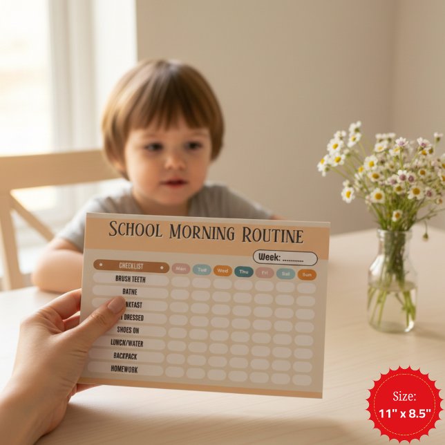 Bloco De Notas Daily Routine Checklist for Kids Morning & School  (Daily Routine Checklist for Kids Morning & School Notepad)