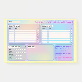 Bloco De Notas Daily Schedule for Focus & Self-Care Post-Its