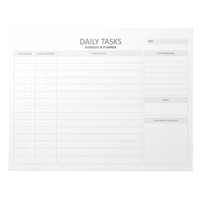 Bloco De Notas Daily Tasks Note Pad (Frente)