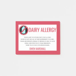 Bloco De Notas Dairy Allergant Alert Restaurant Chef Custom