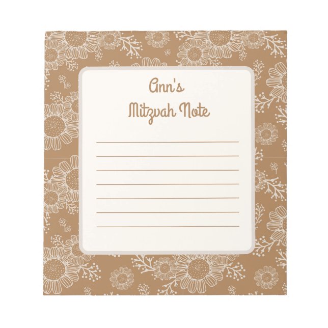 Bloco De Notas Daisy boho Mitzvah Notes (Frente)