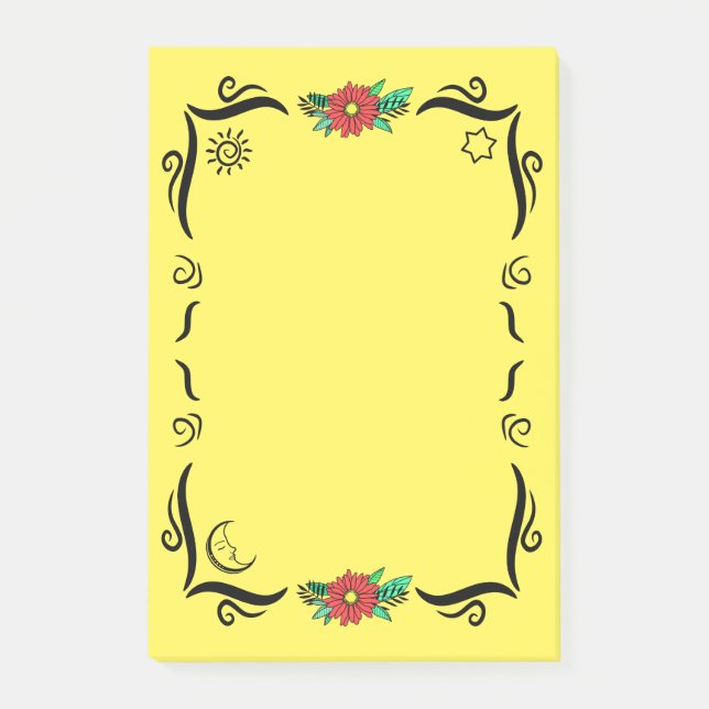 Bloco De Notas Daisy Flower and Moon Vine Frame (Frente)