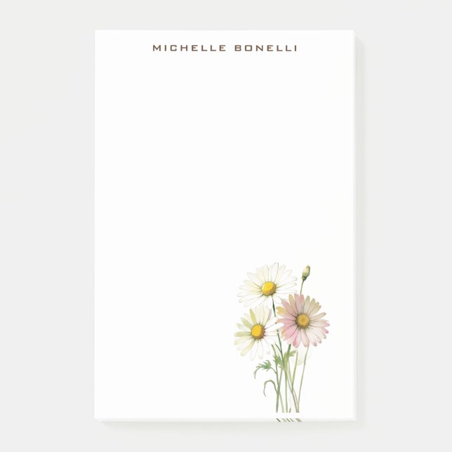 Bloco De Notas Daisy Watercolor Flower Modern Professional (Frente)