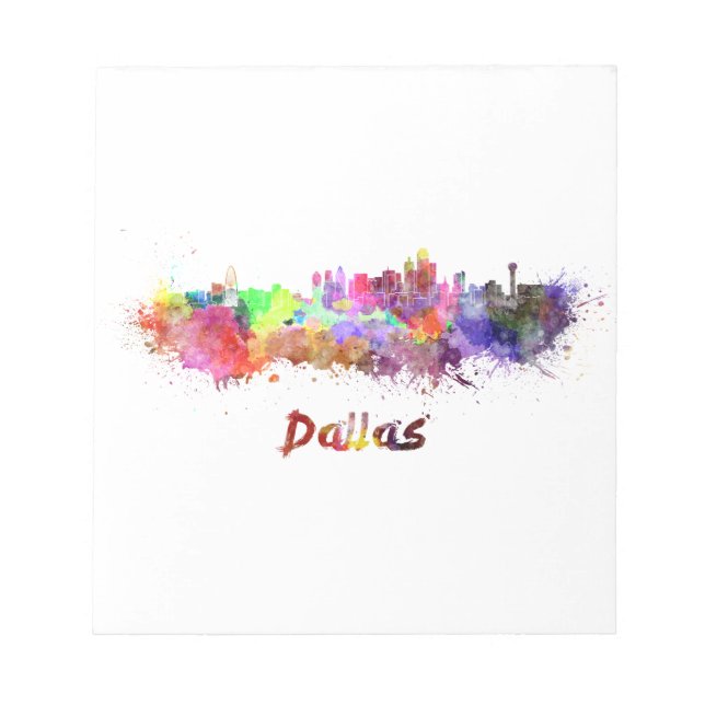 Bloco De Notas Dallas skyline in watercolor (Frente)