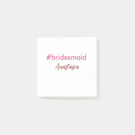 Bloco De Notas Dama de honra hashtag rosa claro adicionar nome no