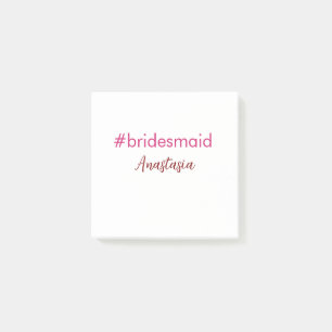 Bloco De Notas Dama de honra hashtag rosa claro adicionar nome no