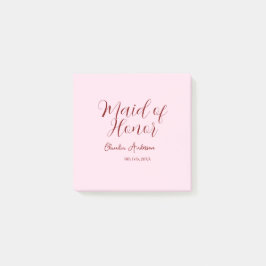 Bloco De Notas Dama de honra roxo nome data rosa pastel noivas