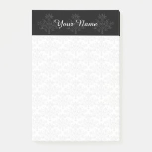 Bloco De Notas Damasco Floral Vintage Personalizado em Tons de Ci