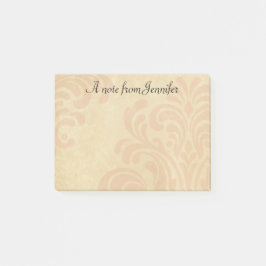 Bloco De Notas Damasco rosa sutil e bege com nome personalizado