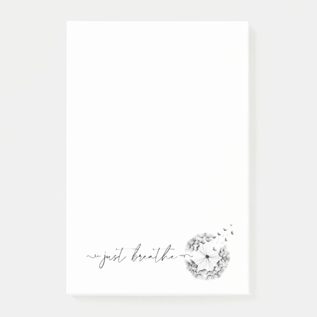 Bloco De Notas Dandelion soprando no vento - Respire moderno (Frente)