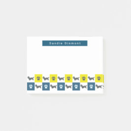 Bloco De Notas Dandie Dinmont Terrier Dog & Paw Yellow & Blue Gri