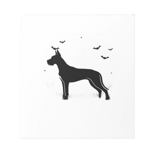 Bloco De Notas Dane Grande Cachorro  Halloween Lua Silhueta Cláss (Frente)