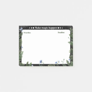 Bloco De Notas Dark Floral Productivity Post-it Sticky Note
