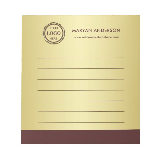 Bloco De Notas Dark-red gold design,Logo or Photo in gold circle, (Frente)