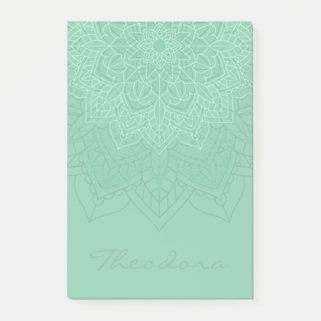 Bloco De Notas "Dark Sea Green" Mandala (Frente)