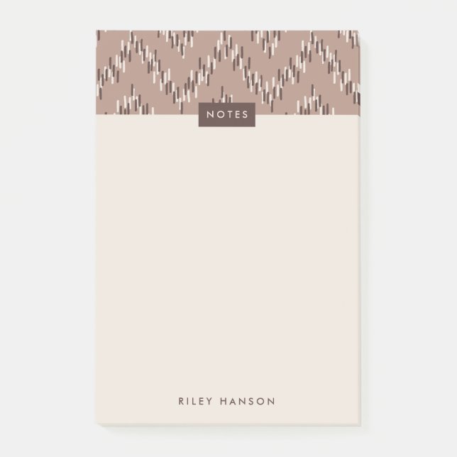 Bloco De Notas Dashing Boho Ikat Zig Zag Patterno - It - Brown (Frente)